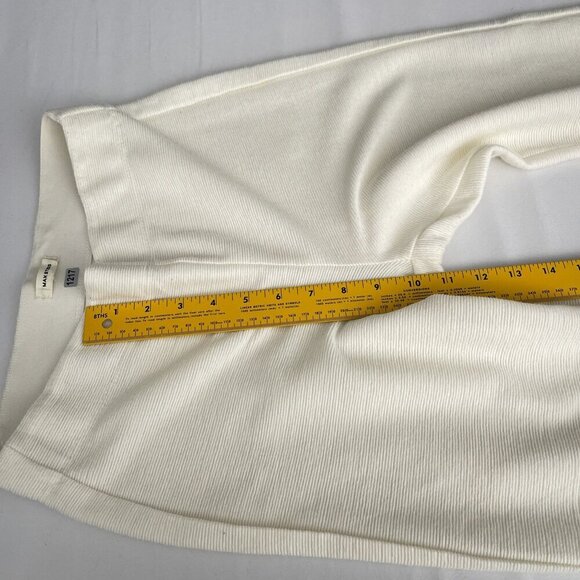 Max Studio Ribbed  Jogger Sweatpants Elastic Waist Tapered Cream Women 26 - Picture 7 of 10